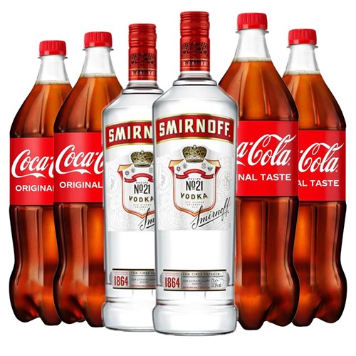 Case of 6 with Smirnoff Red Vodka and Coca-Cola Mixer Set